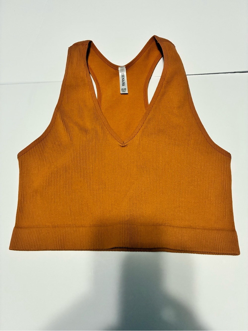 Zenana Ribbed Racerback Crop Tank Rust 1X/2X - Picture 1 of 3